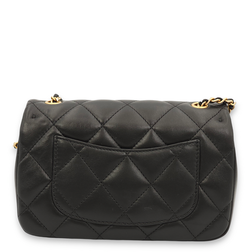 Chanel Seasonal Flap with Open Heart charms Black Shoulder Bag in Lambskin, Gold hardware