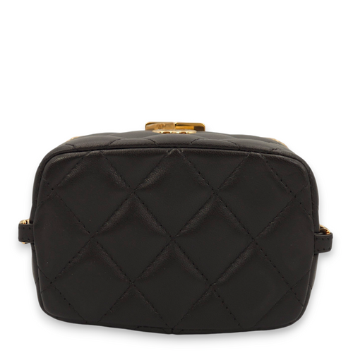 Quilted Mini Black Vanity Bag in Lambskin, Gold hardware