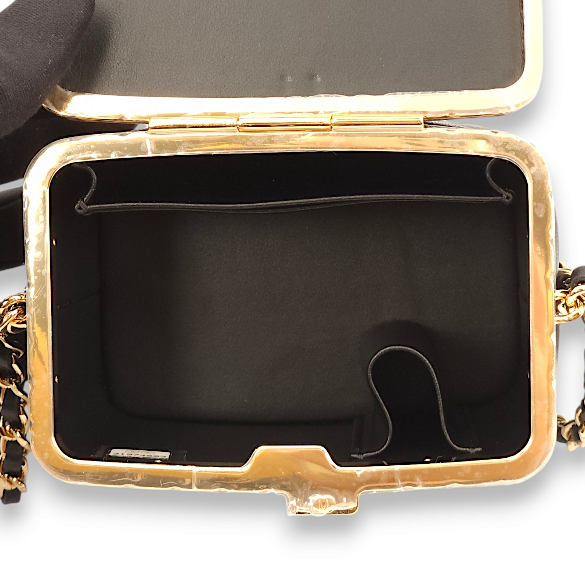 Quilted Mini Black Vanity Bag in Lambskin, Gold hardware