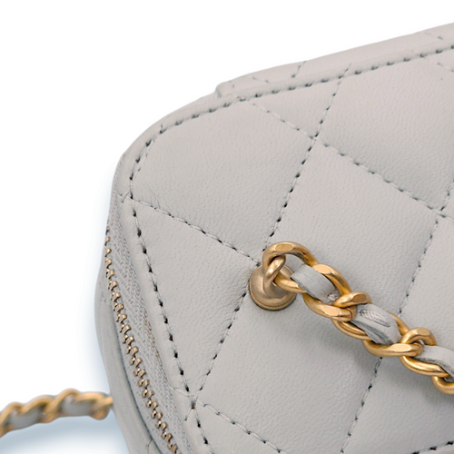 Pearl Crush Mini Pastel blue Vanity Bag in Lambskin, Gold hardware