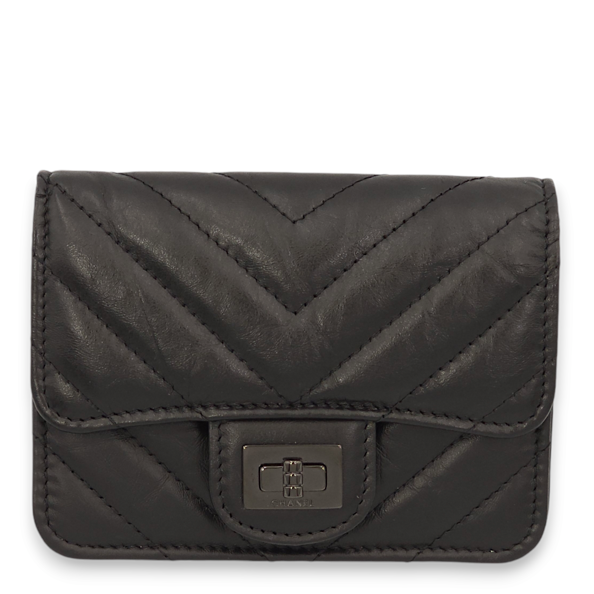 Reissue Chevron Black Belt Bag in Calfskin, SoBlack hardware