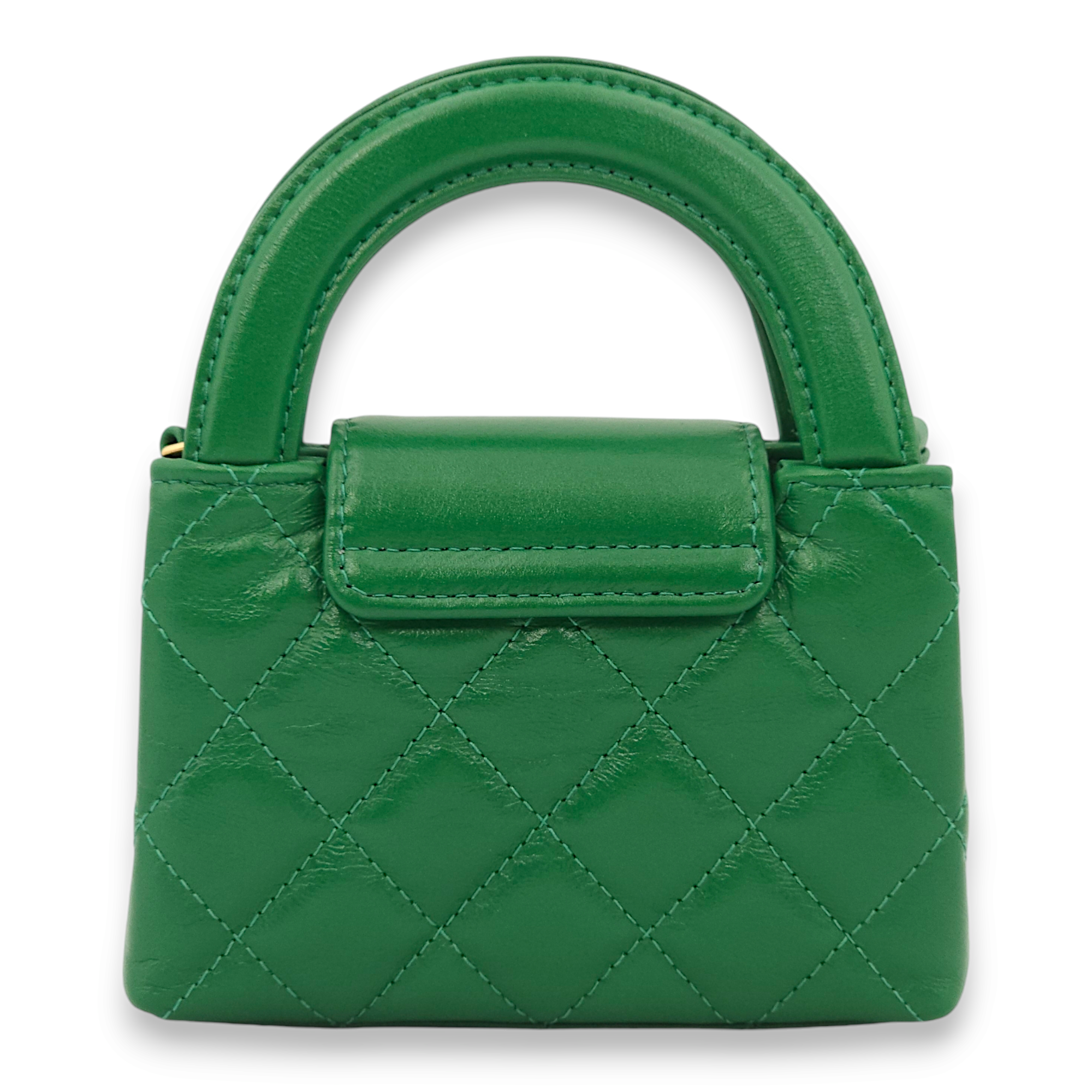 Kelly Green Shoulder Bag in Calfskin, Gold hardware