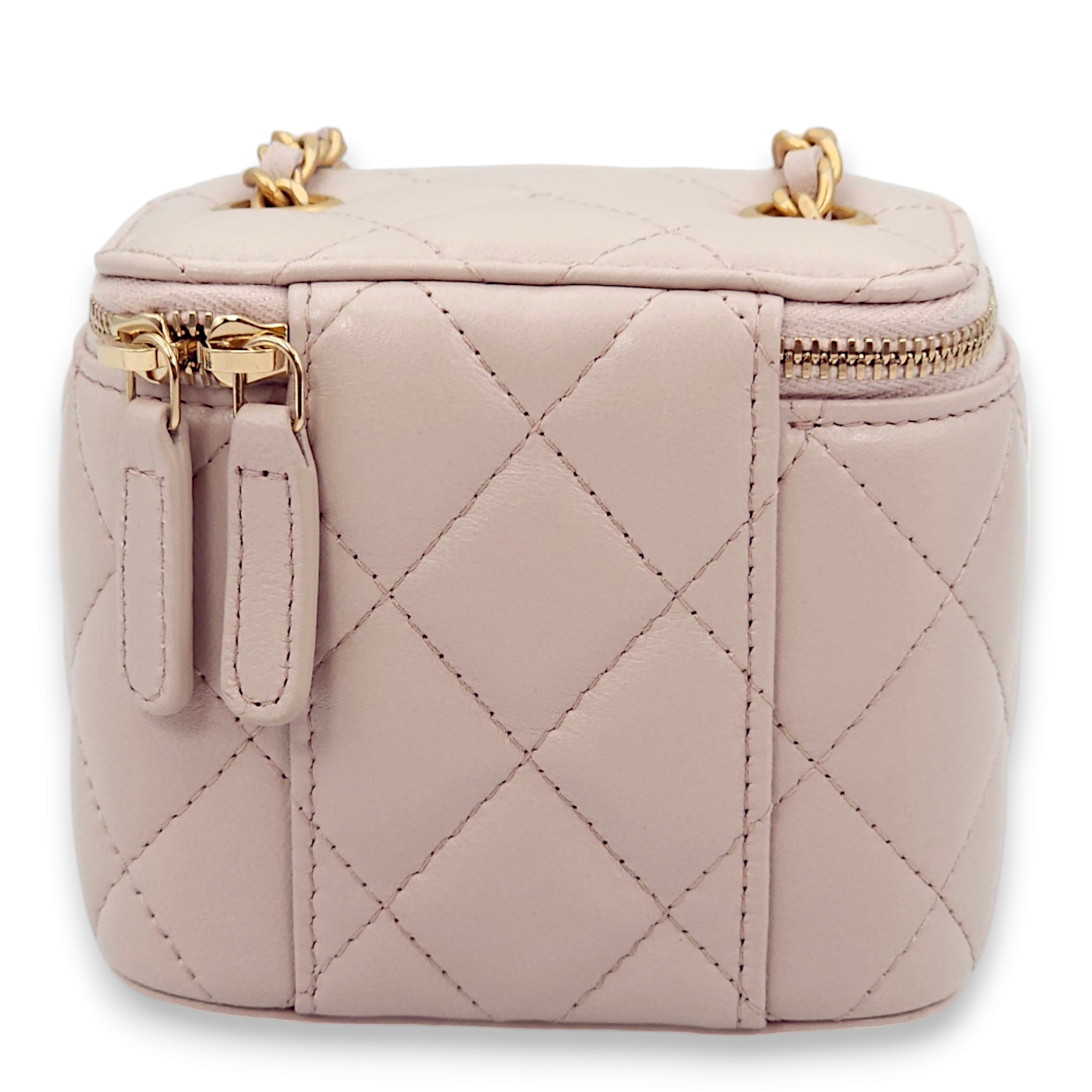 Pearl Crush Mini Lilac Vanity Bag in Lambskin, Gold hardware