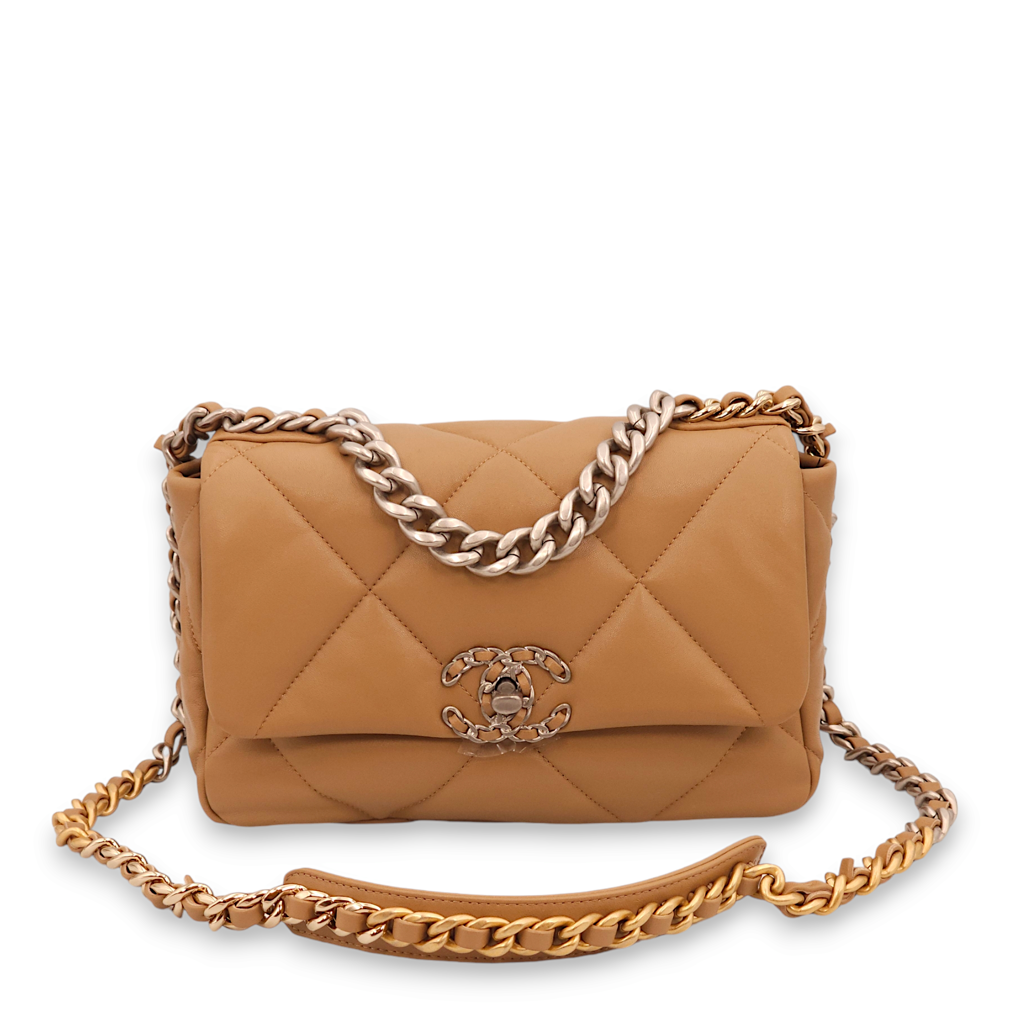 S19 Flap Small Caramel Shoulder Bag in Lambskin