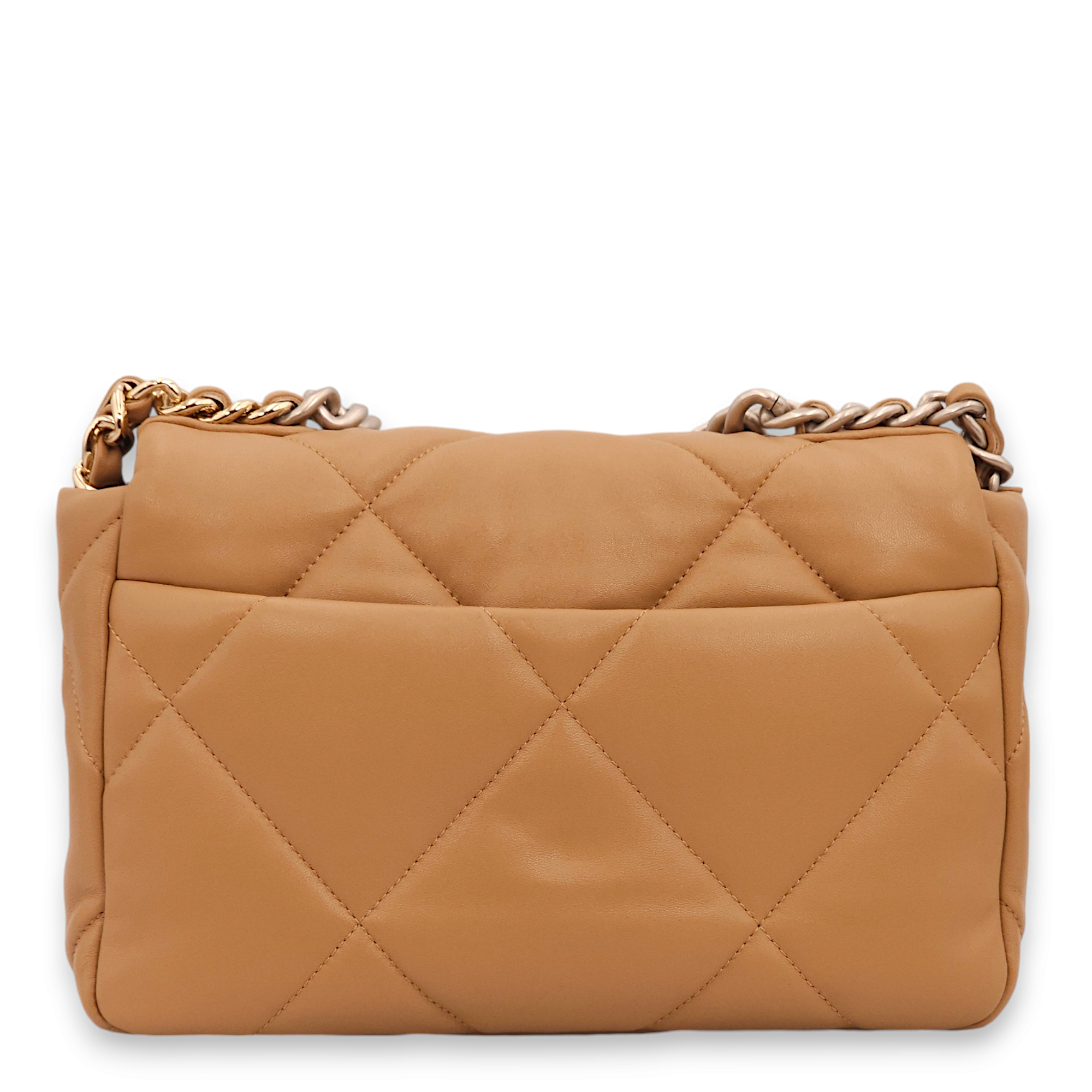 S19 Flap Small Caramel Shoulder Bag in Lambskin