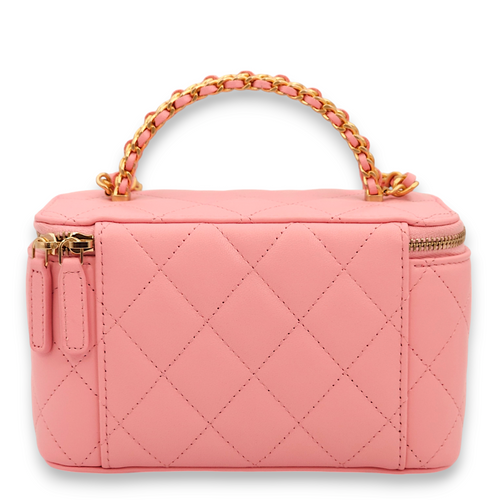 Chanel Vanity Mini Pink Top Handle Bag in Lambskin, Gold Chanel Vanity Mini Pink Top Handle Bag in Lambskin, Gold