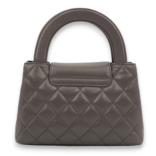 Kelly Mini Grey Crossbody Bag in Lambskin, Gold hardware