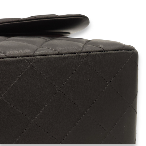 Classic Double Flap Jumbo Black Shoulder Bag in Lambskin, Palladium hardware