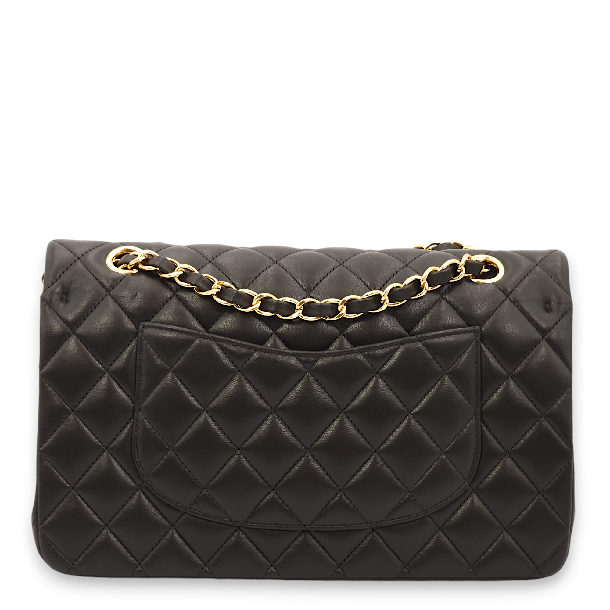 Classic Double Flap Medium Black Shoulder Bag in Lambskin, Gold hardware