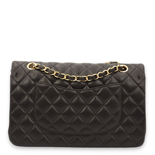 Classic Double Flap Medium Black Shoulder Bag in Lambskin, Gold hardware