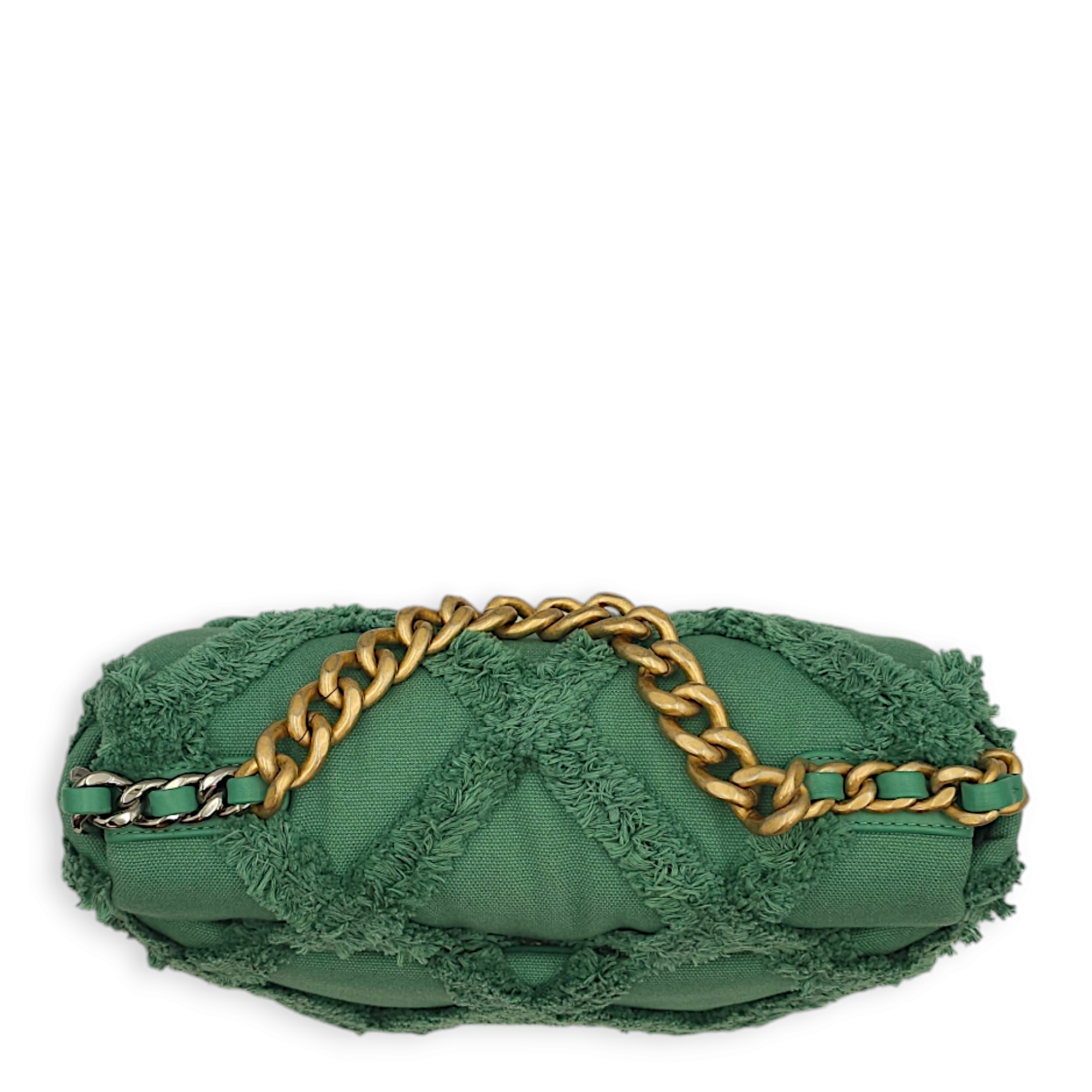 S19 Flap Small Green Shoulder Bag in Fabric, 3-Tone hardware