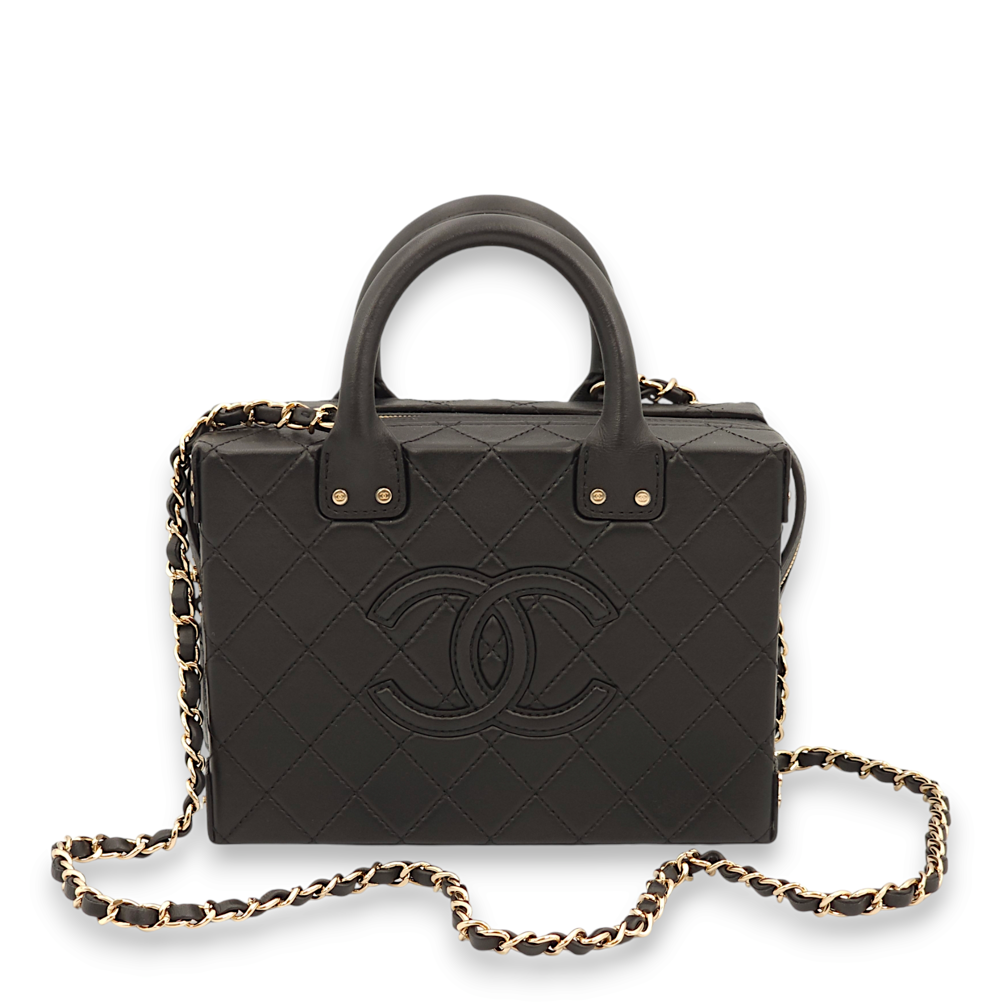 CC Black Vanity Bag in Lambskin, Gold hardware