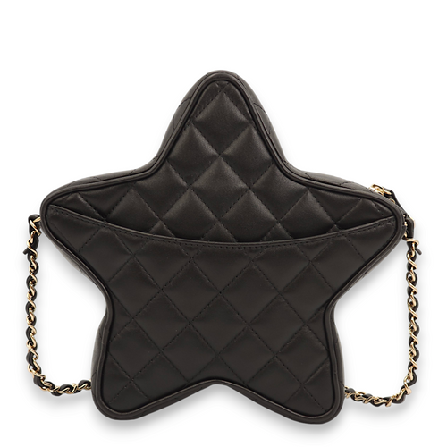 Star Black Shoulder Bag in Lambskin, Gold hardware