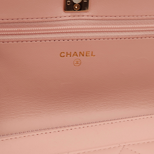 Trendy CC Pink Wallet On Chain in Lambskin