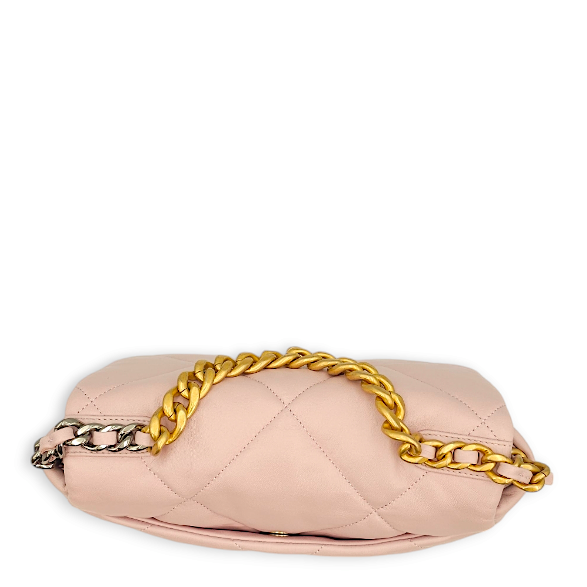 S19 Flap Small Pastel Pink Shoulder Bag in Lambskin, 3-Tone hardware