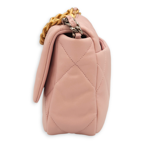 S19 Flap Small Pastel Pink Shoulder Bag in Lambskin, 3-Tone hardware