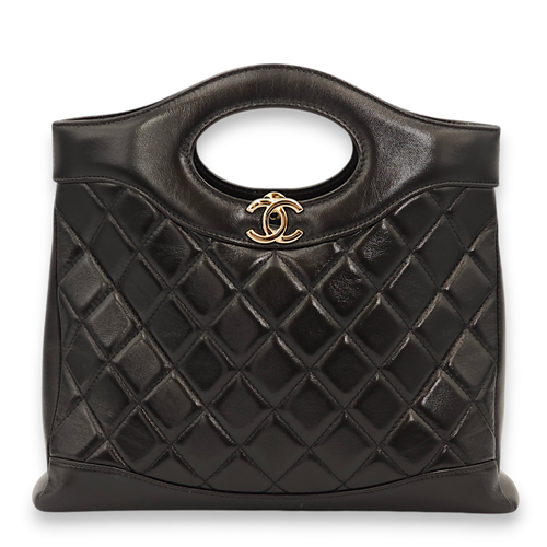 31 Black Shoulder Bag in Lambskin, Gold hardware