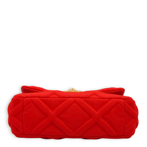 C19 Flap Small Red Shoulder Bag in Jersey, 3-Tone hardware