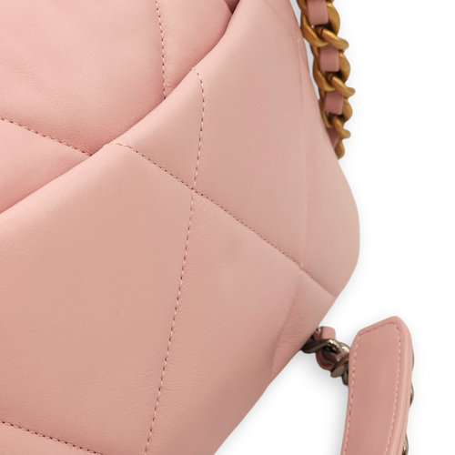 S19 Flap Small Pastel Pink Shoulder Bag in Lambskin, 3-Tone hardware