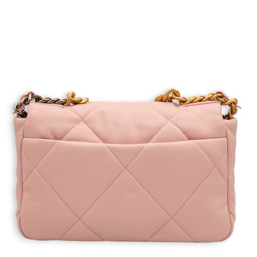 S19 Flap Small Pastel Pink Shoulder Bag in Lambskin, 3-Tone hardware