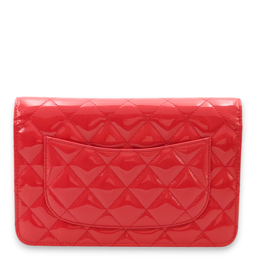 Quilted Reissue Pink Wallet On Chain in Patent Leather, Palladium hardware