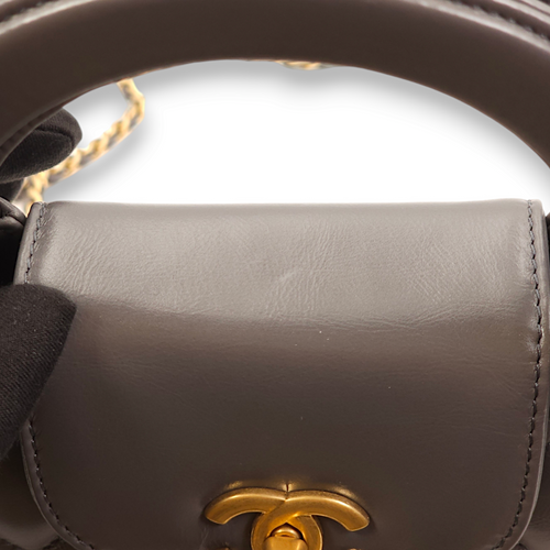 Kelly Mini Grey Crossbody Bag in Lambskin, Gold hardware