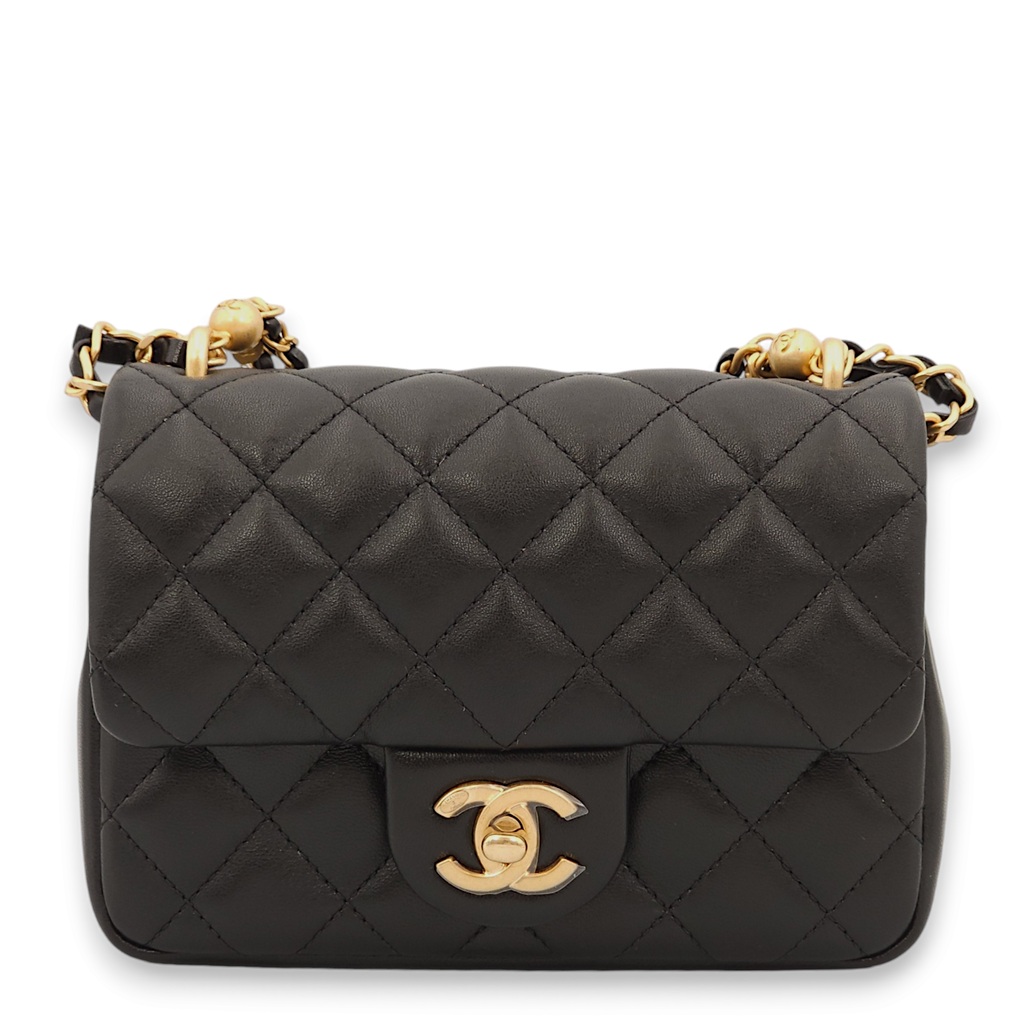 Chanel Seasonal Flap with Pearls Mini Black Shoulder Bag in