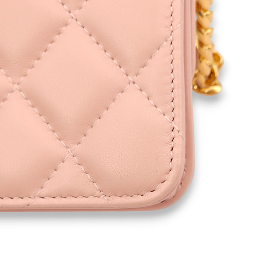 Mini Chain Pink /Pink/Grey Clutch in Lambskin, Gold hardware