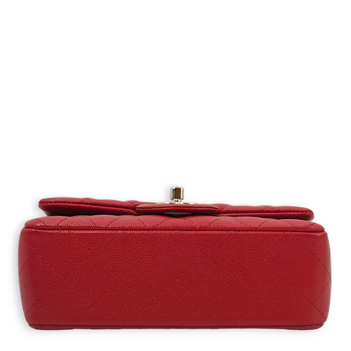 Classic Rectangle Mini Red Crossbody Bag in Caviar Leather, Palladium hardware