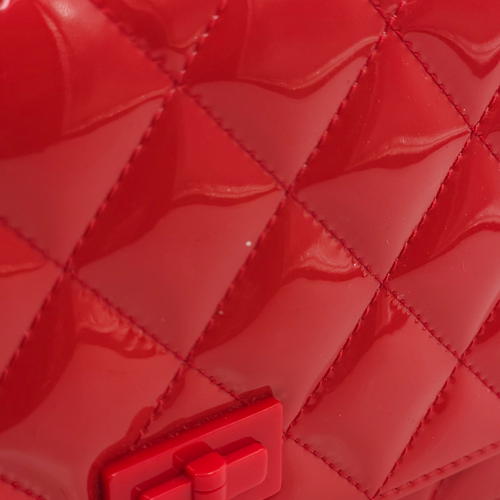 Quilted Reissue Pink Wallet On Chain in Patent Leather, Palladium hardware