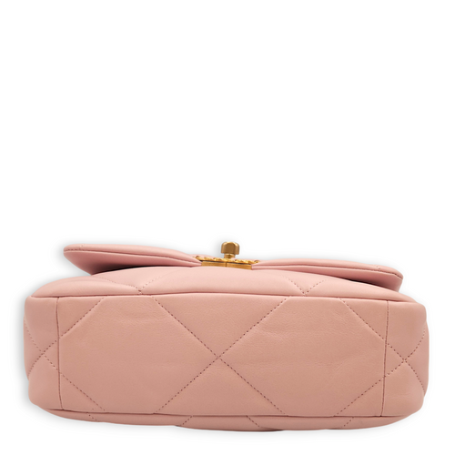 S19 Flap Small Pastel Pink Shoulder Bag in Lambskin, 3-Tone hardware