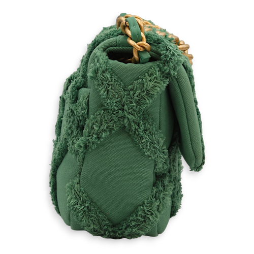 S19 Flap Small Green Shoulder Bag in Fabric, 3-Tone hardware