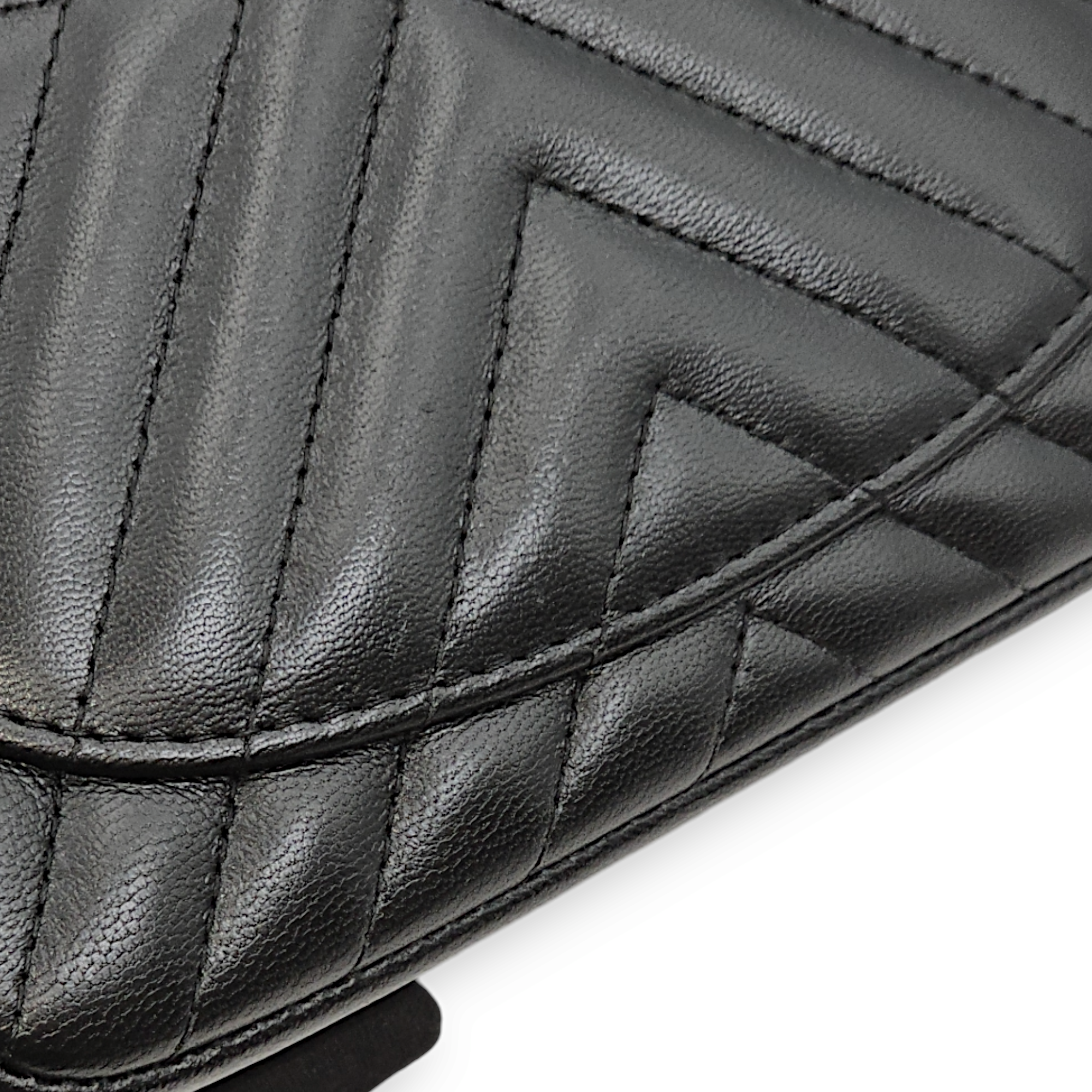 Chevron Mini Black Crossbody Bag in Lambskin, Palladium hardware