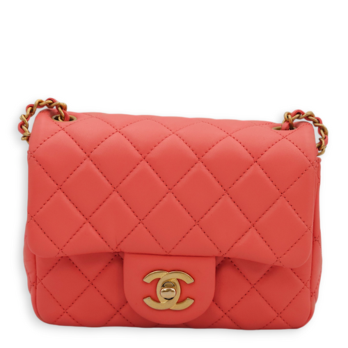 Pearl Crush Pink Crossbody Bag in Lambskin, Gold hardware