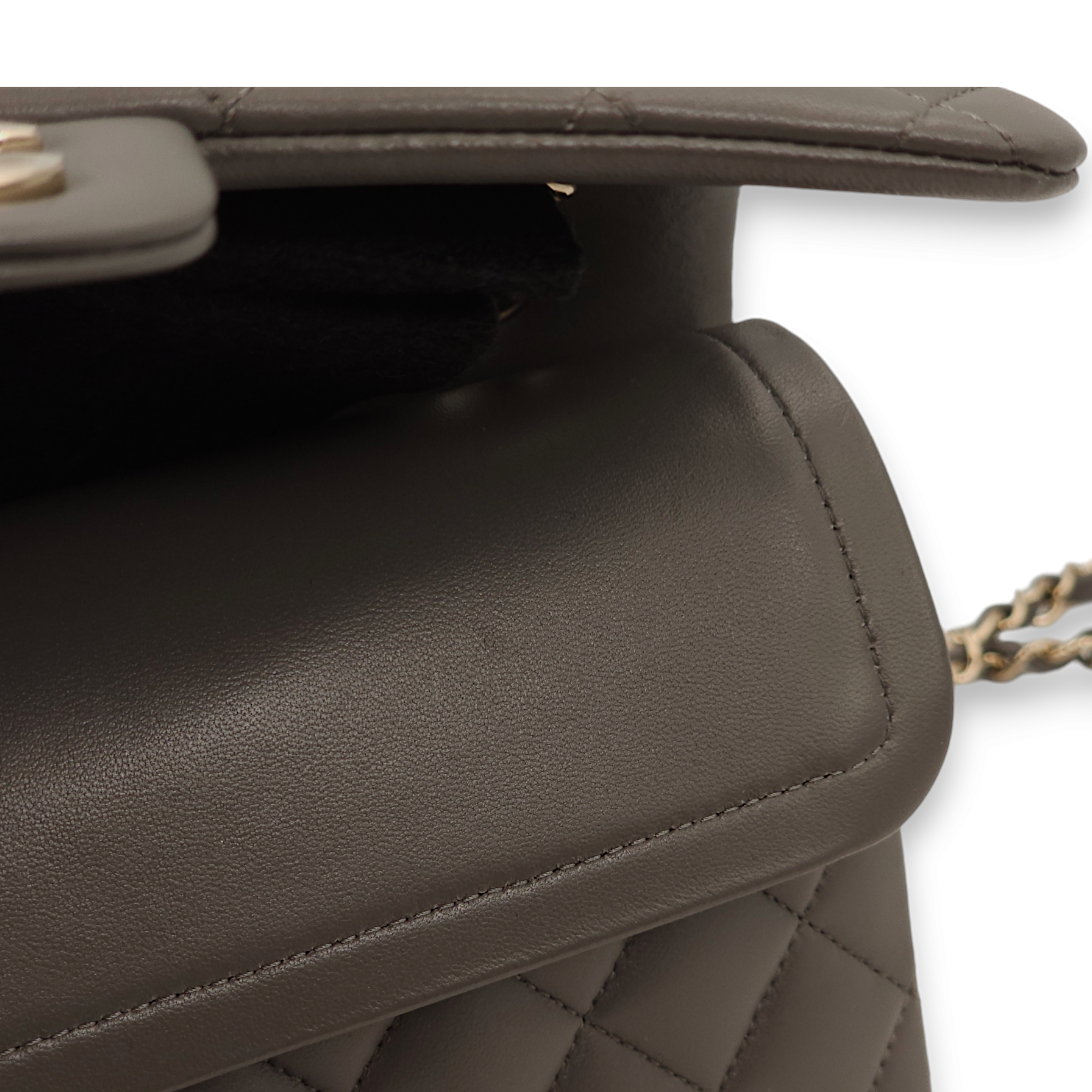 Classic Double Flap Small Dark Grey Shoulder Bag in Lambskin, Gold hardware