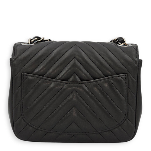 Chevron Mini Black Crossbody Bag in Lambskin, Palladium hardware