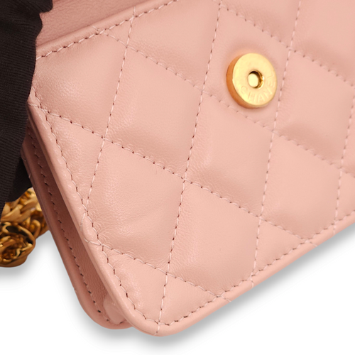 Mini Chain Pink /Pink/Grey Clutch in Lambskin, Gold hardware