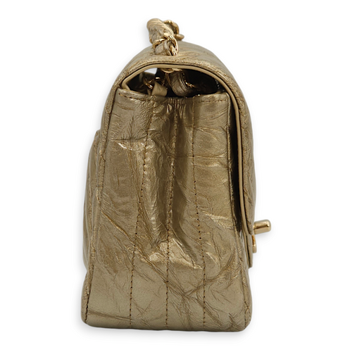 Chevron Square Mini Gold Shoulder Bag in Patent Leather, Gold hardware