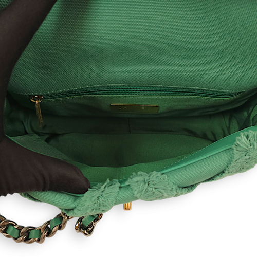 S19 Flap Small Green Shoulder Bag in Fabric, 3-Tone hardware