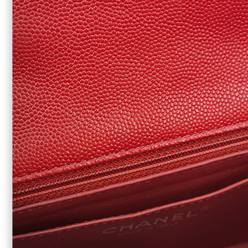 Classic Rectangle Mini Red Crossbody Bag in Caviar Leather, Palladium hardware