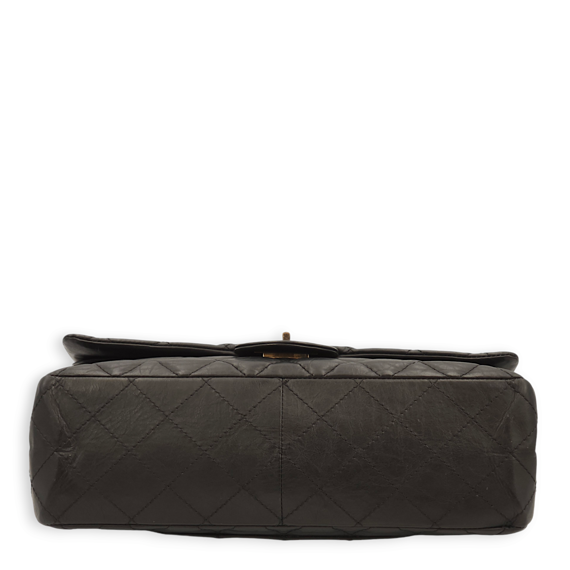 Reissue 227 Black Crossbody Bag in Distressed leather, Ruthenium hardware