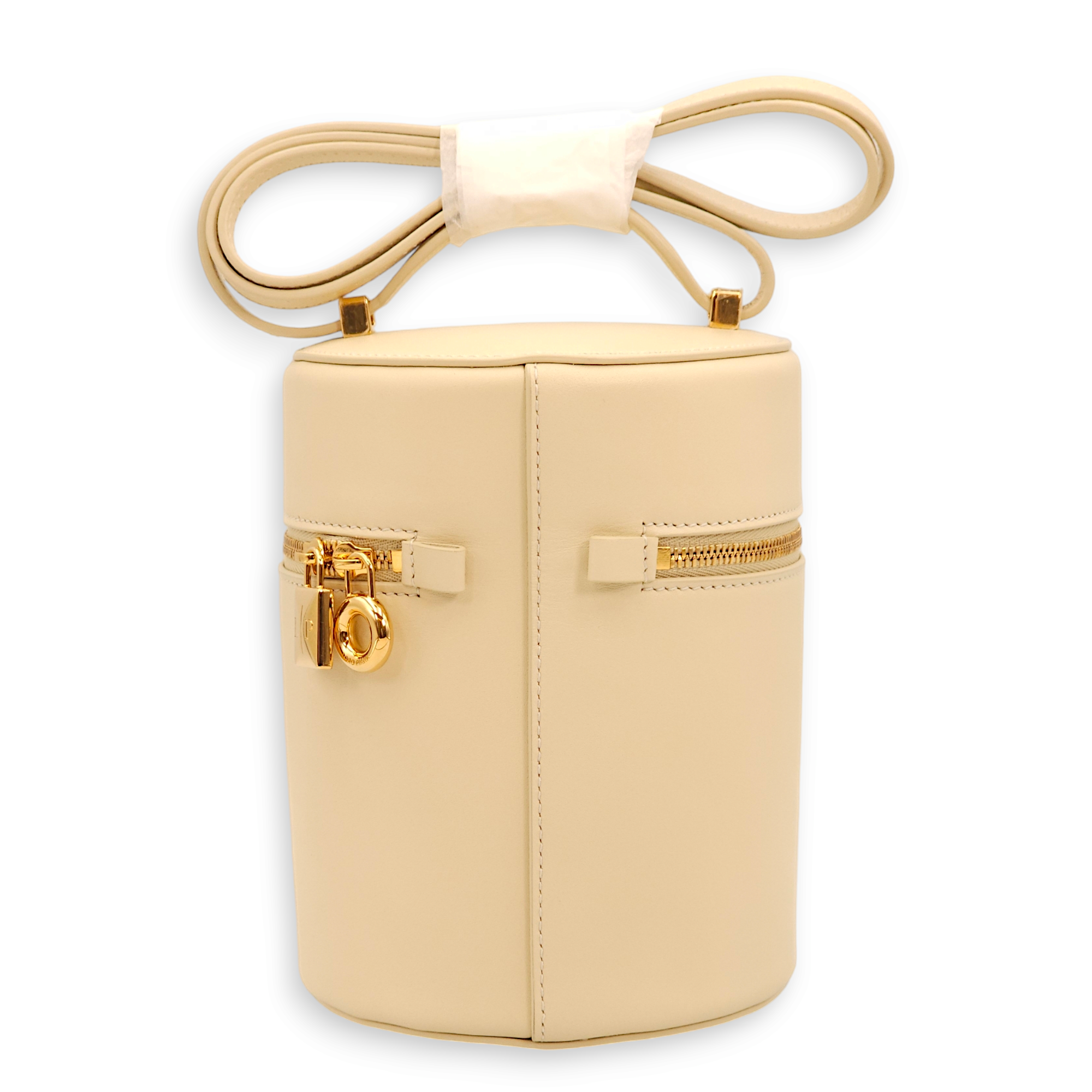 Extra Case Medium Beige Crossbody Bag in Calfskin, Gold hardware