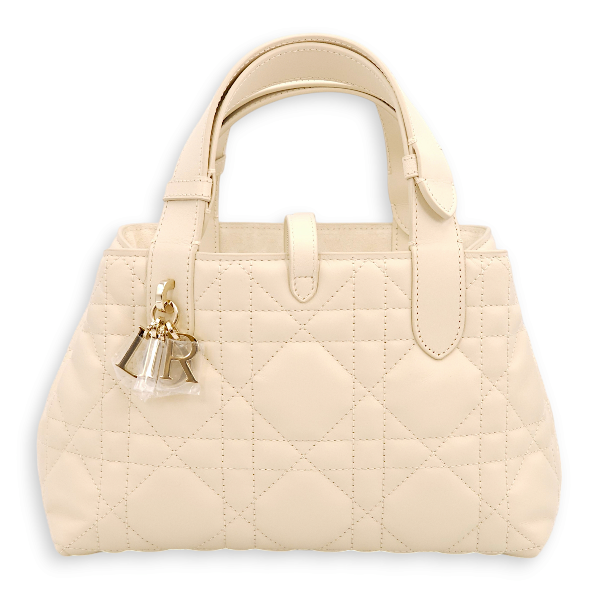 Toujor Small Cream Top Handle Bag in Lambskin, Gold hardware