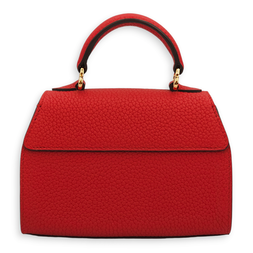 Nano Rejane (14.5cm) Red Top Handle Bag in Calfskin, Gold hardware