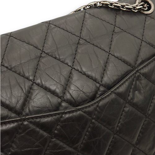 Reissue 227 Black Crossbody Bag in Distressed leather, Ruthenium hardware