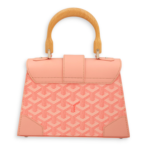 Saigon Structured Mini Powder Pink Top Handle Bag in Goyardine Canvas, Palladium hardware