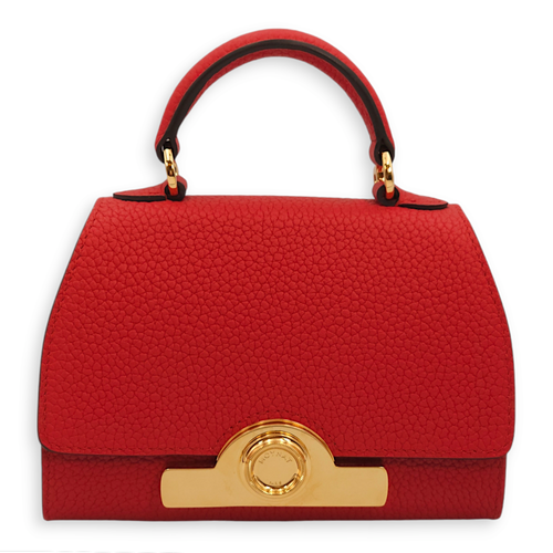 Nano Rejane (14.5cm) Red Top Handle Bag in Calfskin, Gold hardware