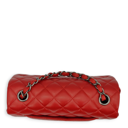 Rectangle Mini Red Crossbody Bag in Lambskin, Ruthenium hardware