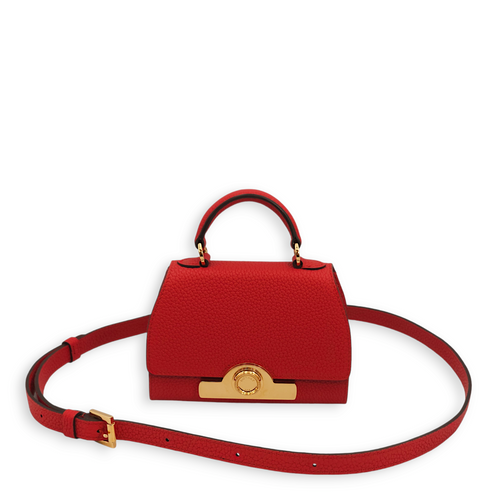 Nano Rejane (14.5cm) Red Top Handle Bag in Calfskin, Gold hardware