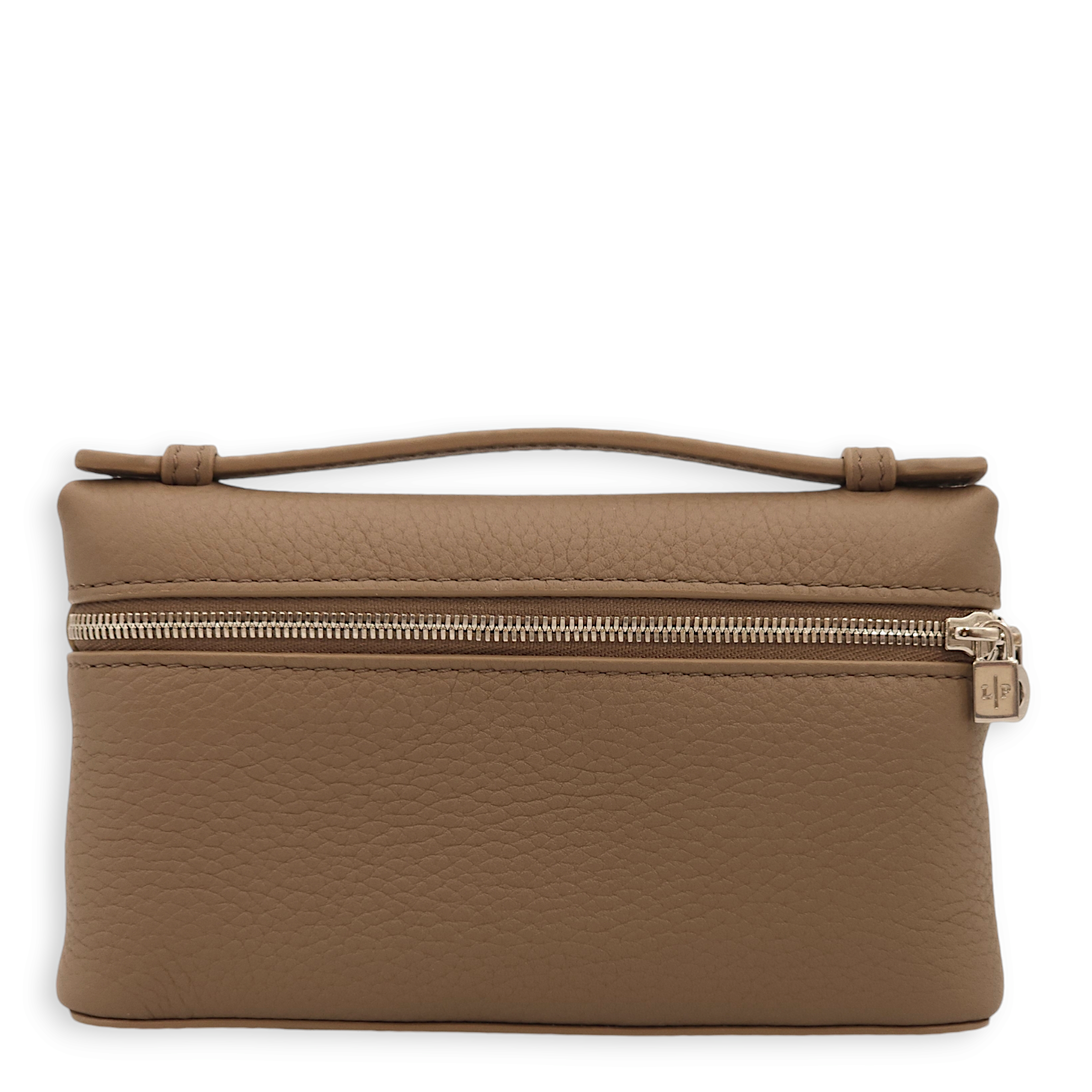 Extra Pocket Pouch Mini Etoupe Crossbody Bag in Calfskin, Palladium hardware